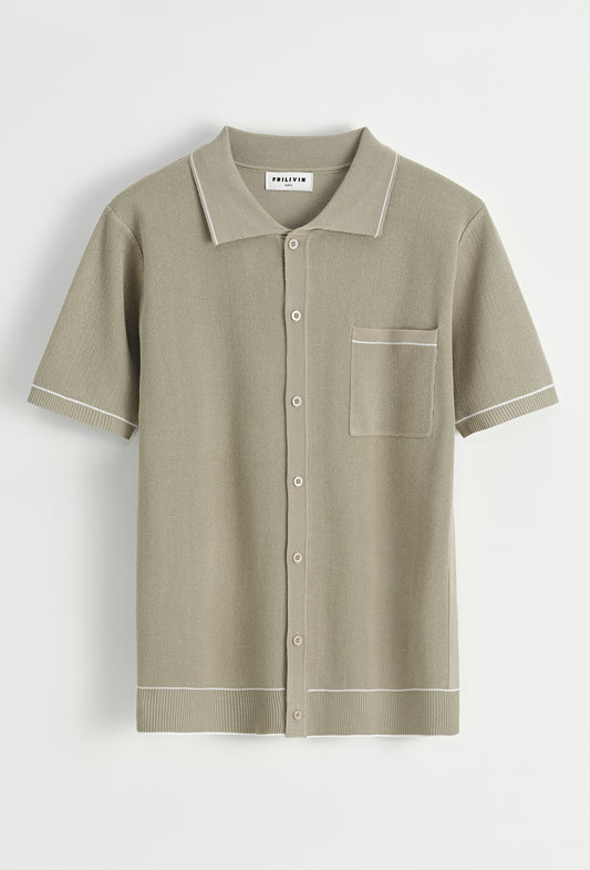 Camisa Polo em Malha bege